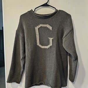 Warner Bros Gray and White Crew Neck Sweater with Curved Design